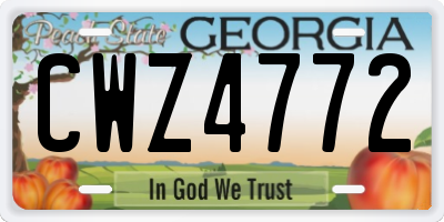 GA license plate CWZ4772