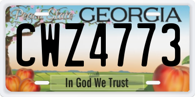 GA license plate CWZ4773