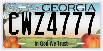 GA license plate CWZ4777