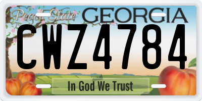 GA license plate CWZ4784