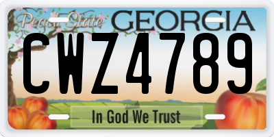 GA license plate CWZ4789