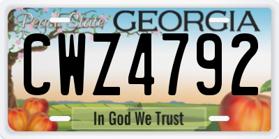 GA license plate CWZ4792