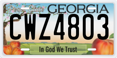 GA license plate CWZ4803