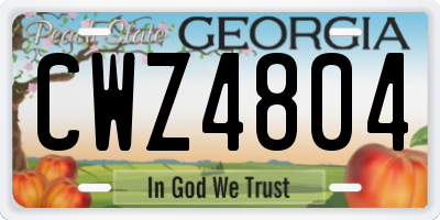GA license plate CWZ4804