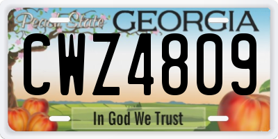 GA license plate CWZ4809