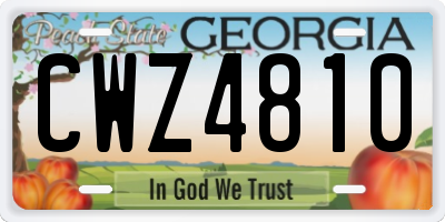 GA license plate CWZ4810