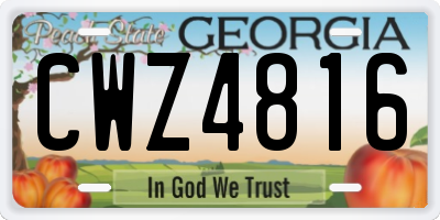 GA license plate CWZ4816