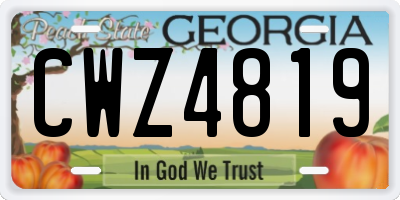 GA license plate CWZ4819