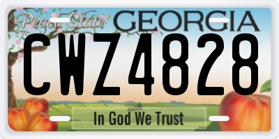 GA license plate CWZ4828