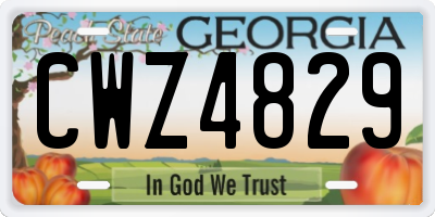 GA license plate CWZ4829