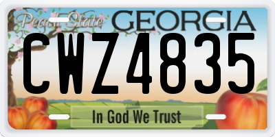 GA license plate CWZ4835
