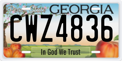 GA license plate CWZ4836
