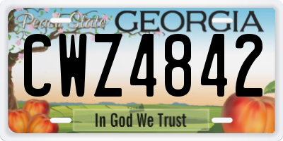 GA license plate CWZ4842