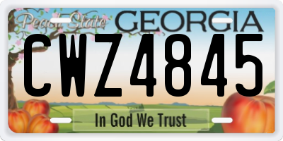 GA license plate CWZ4845