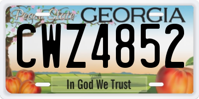 GA license plate CWZ4852
