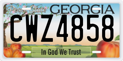 GA license plate CWZ4858