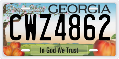 GA license plate CWZ4862
