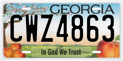 GA license plate CWZ4863