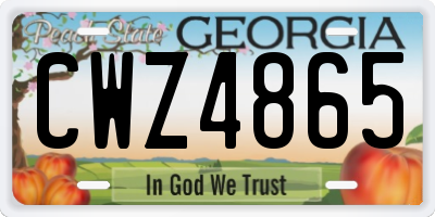 GA license plate CWZ4865