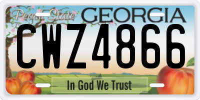 GA license plate CWZ4866