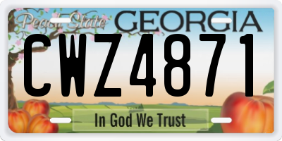 GA license plate CWZ4871