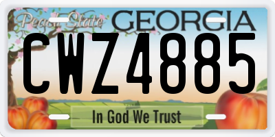 GA license plate CWZ4885