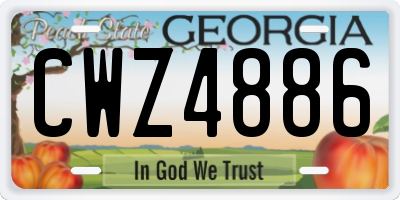 GA license plate CWZ4886