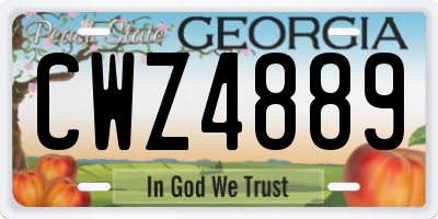 GA license plate CWZ4889