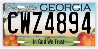 GA license plate CWZ4894