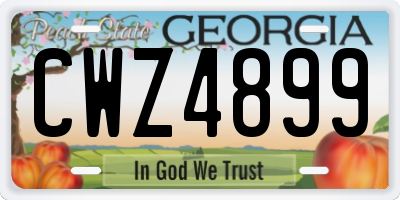 GA license plate CWZ4899