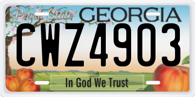 GA license plate CWZ4903
