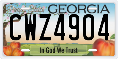 GA license plate CWZ4904