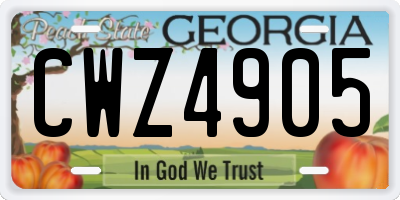 GA license plate CWZ4905