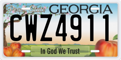 GA license plate CWZ4911