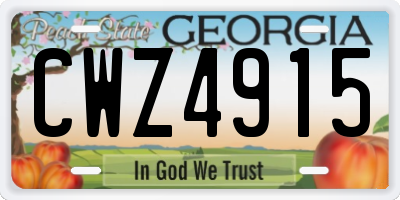 GA license plate CWZ4915