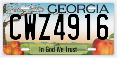GA license plate CWZ4916