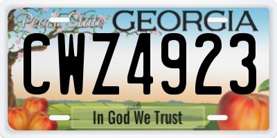 GA license plate CWZ4923