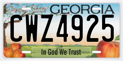 GA license plate CWZ4925