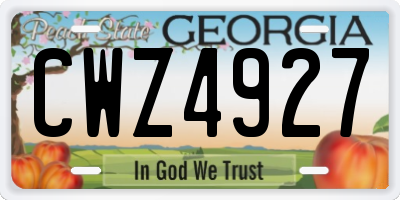 GA license plate CWZ4927