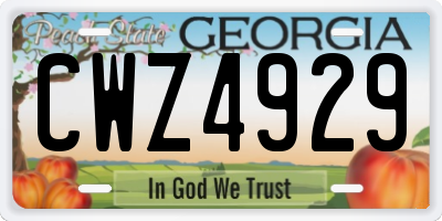 GA license plate CWZ4929