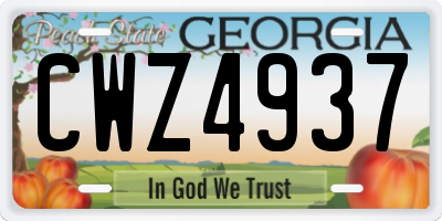 GA license plate CWZ4937