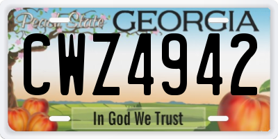 GA license plate CWZ4942