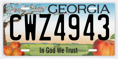 GA license plate CWZ4943