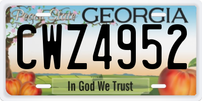 GA license plate CWZ4952