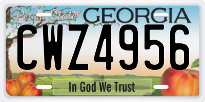 GA license plate CWZ4956