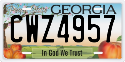 GA license plate CWZ4957