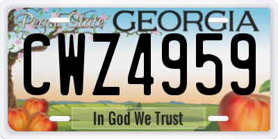 GA license plate CWZ4959