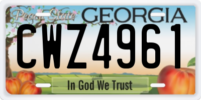 GA license plate CWZ4961