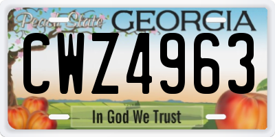 GA license plate CWZ4963