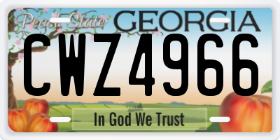 GA license plate CWZ4966